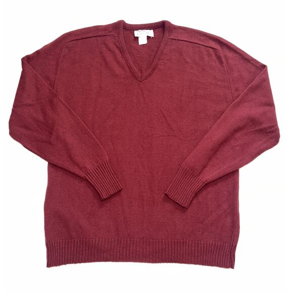 Fall River Knitting Mills Sweater Size XL Maroon Red V-Neck Grandpa VTG 80s USA - Picture 1 of 12